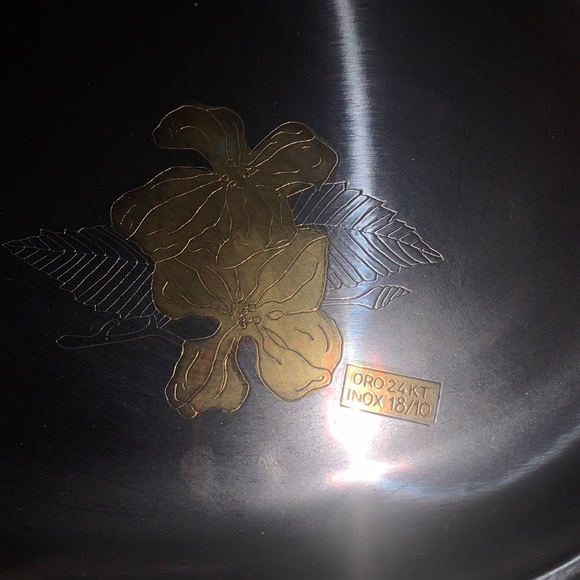 24 KT Gold Plated Italain Vintage Display Tray Floral - Picture 2 of 2